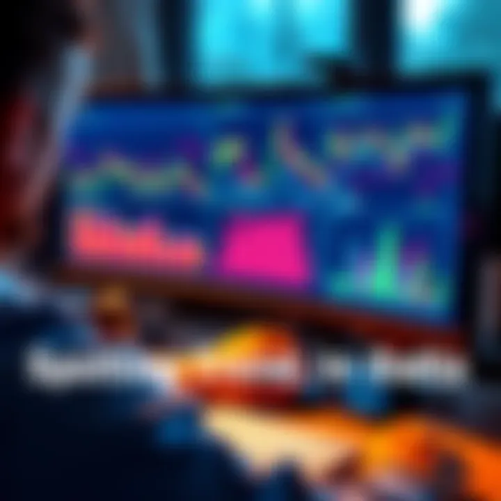 A person analyzing data charts on a computer, looking for patterns and trends, with colorful graphs on the screen.