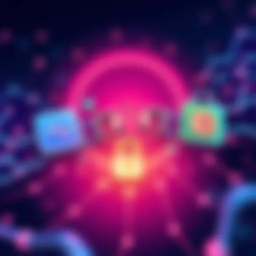 Illustration showing a broken connection between on-chain and off-chain data, with icons representing insurance and lending sectors struggling with privacy issues.