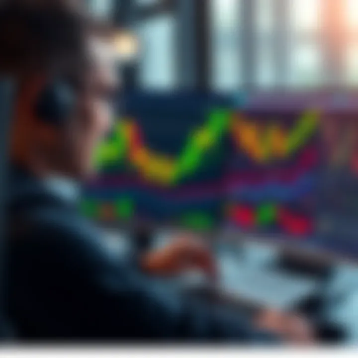 A person looking at trading charts on a computer screen, focused on day trading strategies