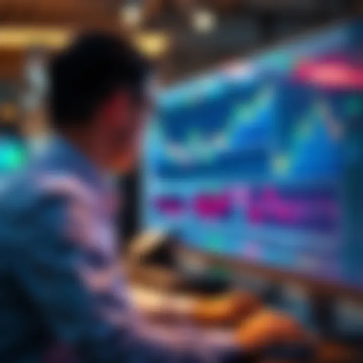Day Trader at Computer A beginner day trader focused on stock charts at a computer screen