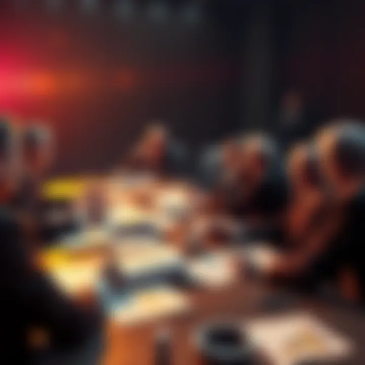 A group of lawmakers discussing changes to The CLARITY Act, with papers and charts on a table, indicating potential impacts on decentralized finance.