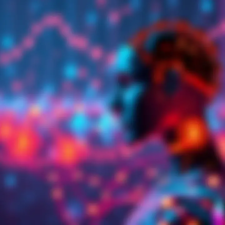 A visual representation of decentralized AI projects merging with blockchain technology, featuring computer graphics of AI elements and blockchain symbols intertwined.