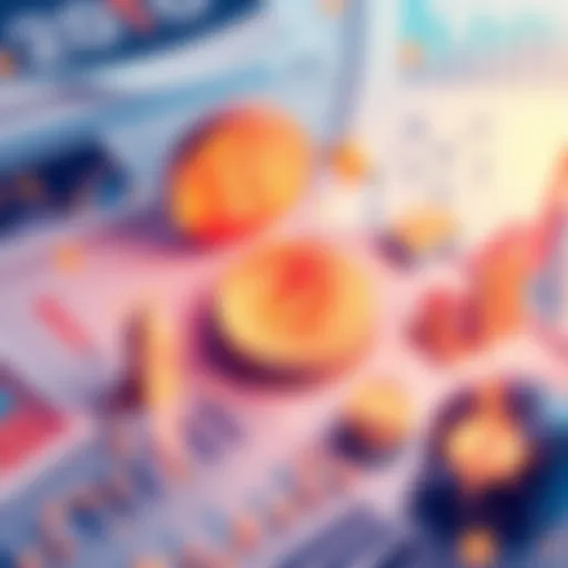 A digital illustration showing symbols of decentralized finance like blockchain and smart contracts, with a backdrop of compliance documents and graphs, representing the challenges and innovations in ...