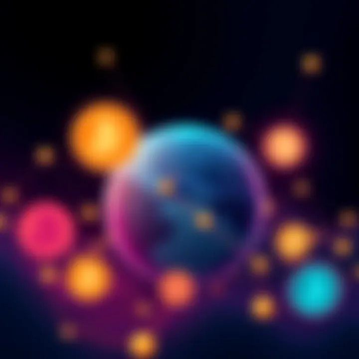 A visual representation of Decentralized Finance with digital currency symbols and a globe indicating global financial connections amidst tension.