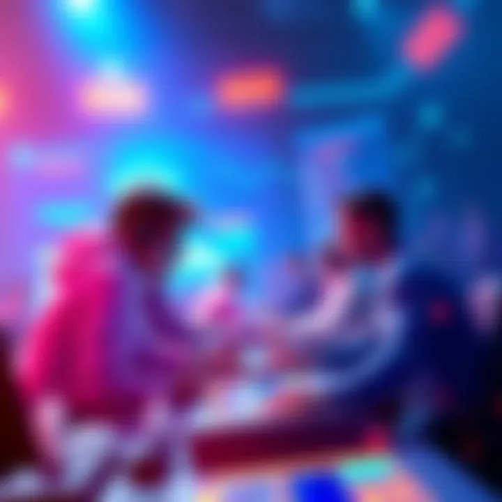 A vibrant representation of players engaging in skill-based competition on a decentralized gaming platform using ETH, with digital elements symbolizing openness and innovation.