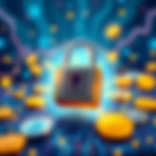 Illustration showing a secure lock and digital currency symbols representing decentralized exchanges, highlighting safety and control of funds.