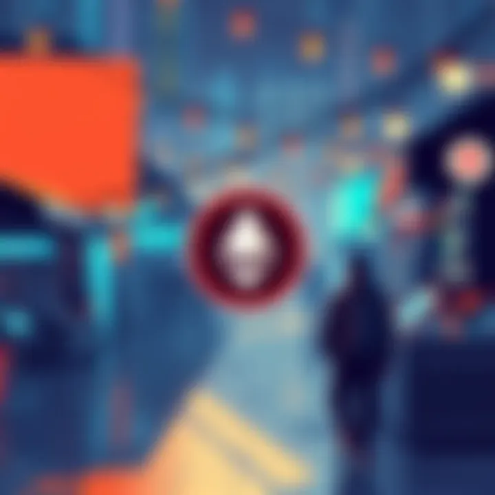 Illustration of a digital marketplace with Monero symbol and privacy features