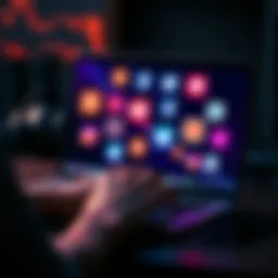 A person using a laptop with decentralized social media icons on the screen, symbolizing the shift away from censorship.