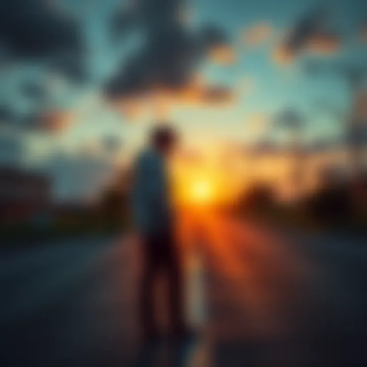 A person standing at a crossroads, contemplating whether to go left or right, symbolizing the choice between staying in or stepping out.