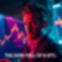 A graph showing the downward trend of Bitcoin prices over time, with a concerned investor looking at the screen.