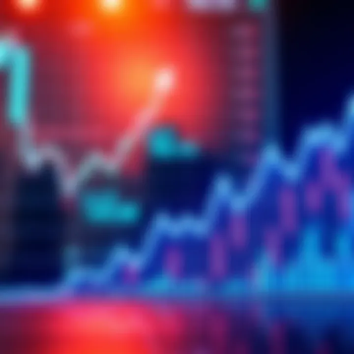 Declining Cryptocurrency Graph A downward trend line on a digital graph representing falling cryptocurrency values with worried investors in the background.