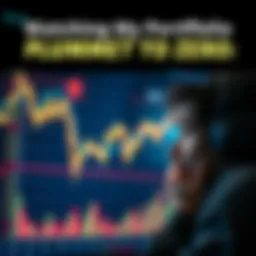 Declining Stock Chart A visual of a stock chart showing a downward trend with a worried person looking at it in despair.