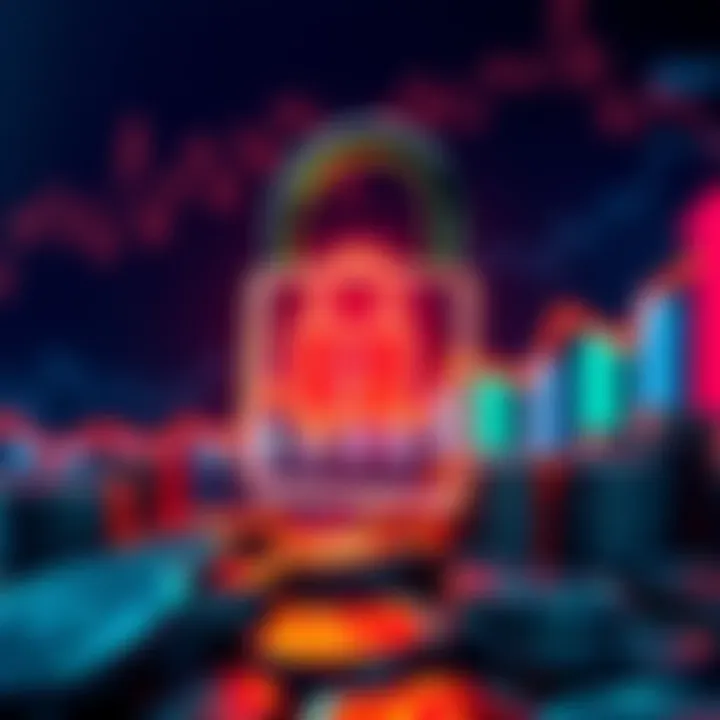 A graphic showing a lock symbol with increasing graphs and currency coins representing fixed yield strategies in DeFi finance.