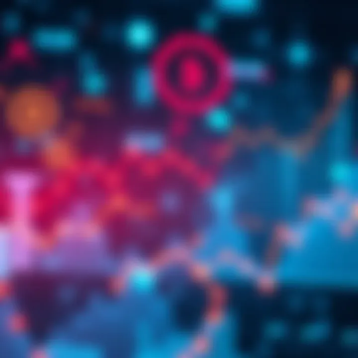 A digital representation of decentralized finance symbols and charts showing potential yield options and risks for users in 2026.