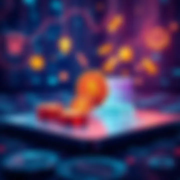 Illustration showing digital tokens and a voting system on a knowledge platform, highlighting governance ideas.