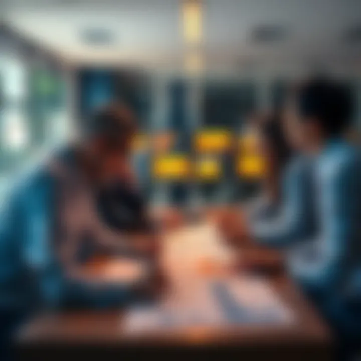 Group of people discussing DeFi protocol security issues around a table, with charts and documents in front of them.