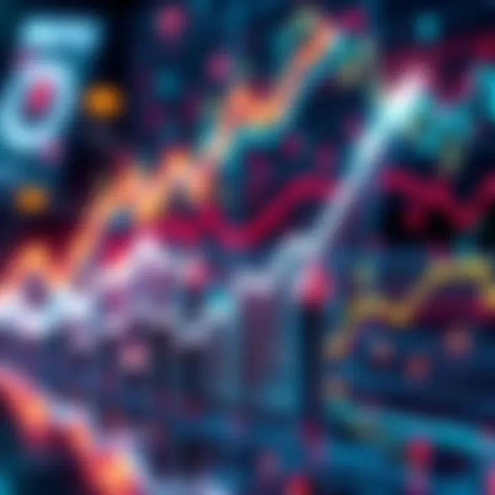 A digital representation of DeFi symbols and charts showing upward trends, symbolizing strength and growth in finance.