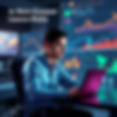 Person analyzing DeFi risks A person sits at a desk with a laptop, looking at charts and graphs related to decentralized finance risks, with a thoughtful expression.