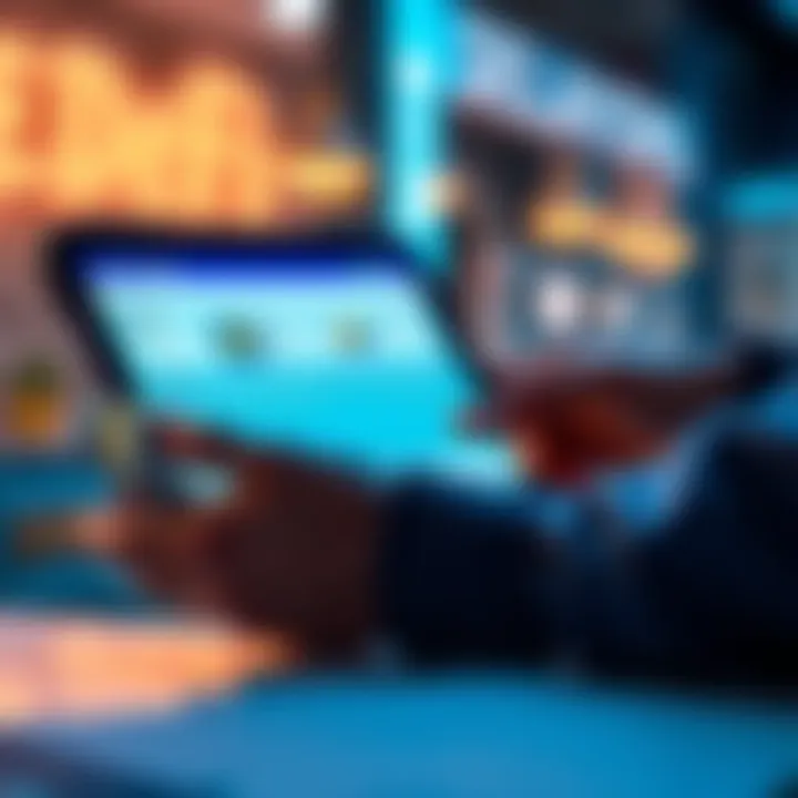 A person using a digital wallet on a tablet to manage funds in a DeFi savings platform, showing deposits and withdrawals with no lock-in