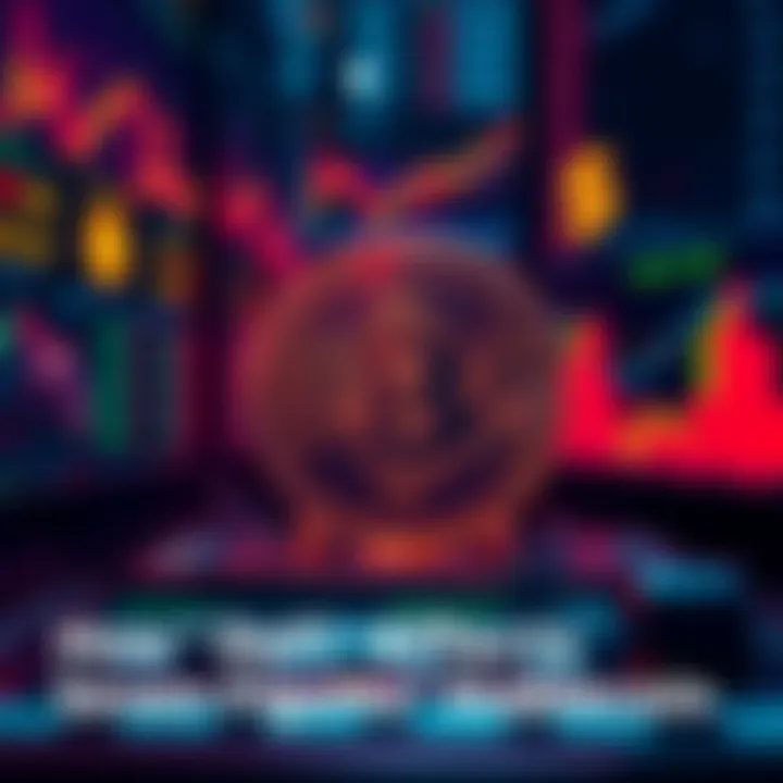 A visual representation of a decentralized finance platform facilitating large stablecoin swaps, with digital currency symbols and market charts in the background.