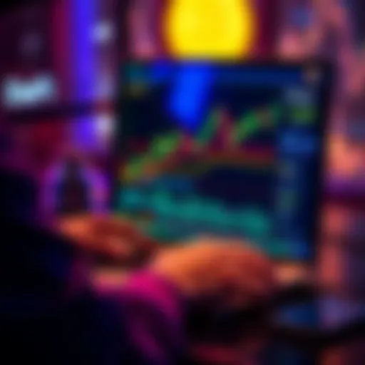 A person analyzing financial data on a laptop with digital assets displayed, representing a decentralized finance trading platform.