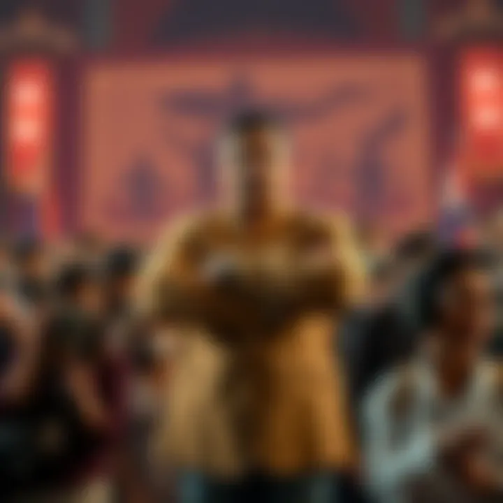 A determined individual stands confidently with arms crossed, expressing their refusal to sell, surrounded by a concerned crowd.