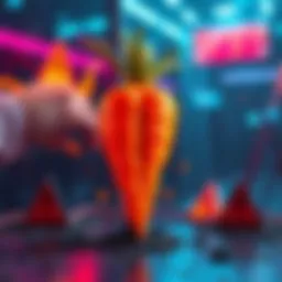 Visual representation of DeFiCarrot shutting down after a significant financial loss, showing a broken carrot symbol and warning signs.