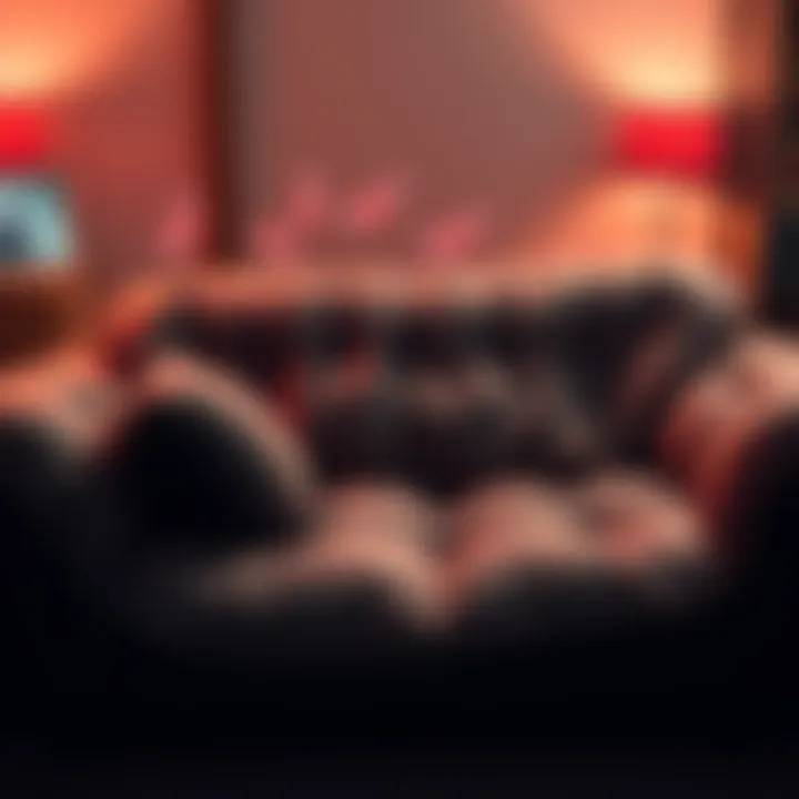 Deflated couch making funny sounds A tired-looking deflated couch with playful fart sounds around it, symbolizing a quirky connection and laughter.