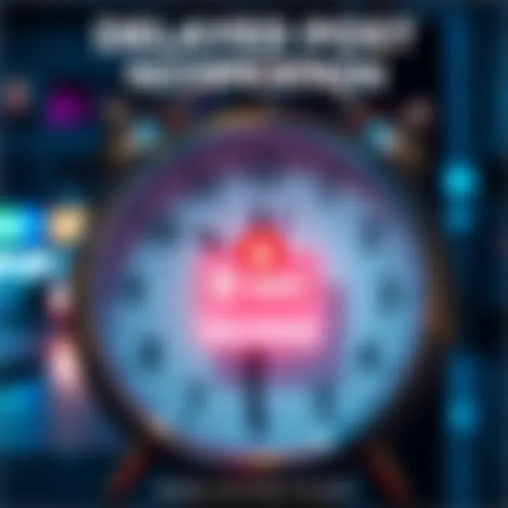 A clock showing one day late with a notification icon, symbolizing a missed deadline in content posting.