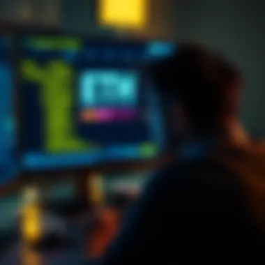 A frustrated person looking at a computer screen showing a stalled ETH transaction progress