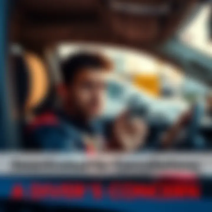 A worried delivery driver sitting in their car after being deactivated by DoorDash, holding a phone in one hand and looking at the screen