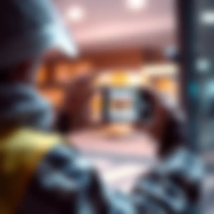 A delivery professional taking a timestamped photo of a package to document a delivery
