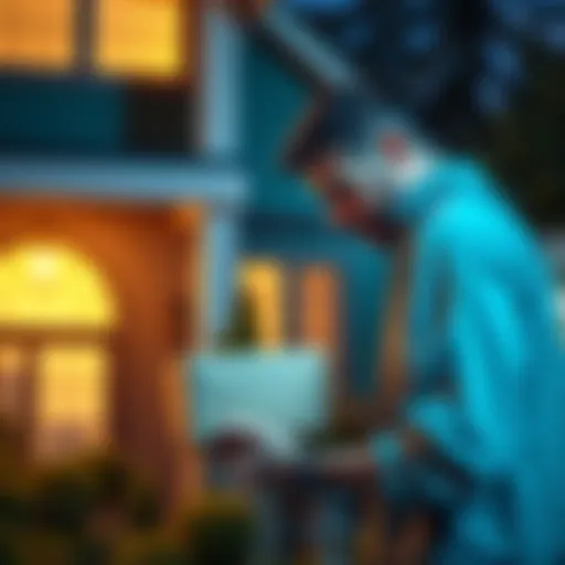 A confused person looking at a delivery package at an unfamiliar house