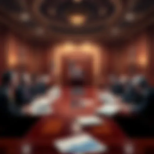 Democratic senators gathered in a meeting room, discussing strategies for the CLARITY yield debate, with documents and charts on the table.