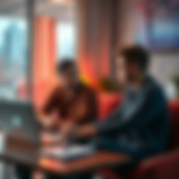 A developer talking about launching a new crypto trading platform in a casual setting, with a laptop and notes around them.