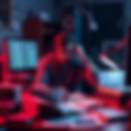 A full-stack developer sits at a desk, looking frustrated while studying Web3 and blockchain materials on a computer. Books and notes are scattered around, indicating a struggle to understand the new technology.