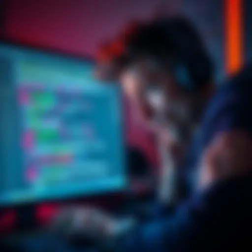 Frustrated developer looking at code on a computer screen showing errors related to cryptocurrency transactions