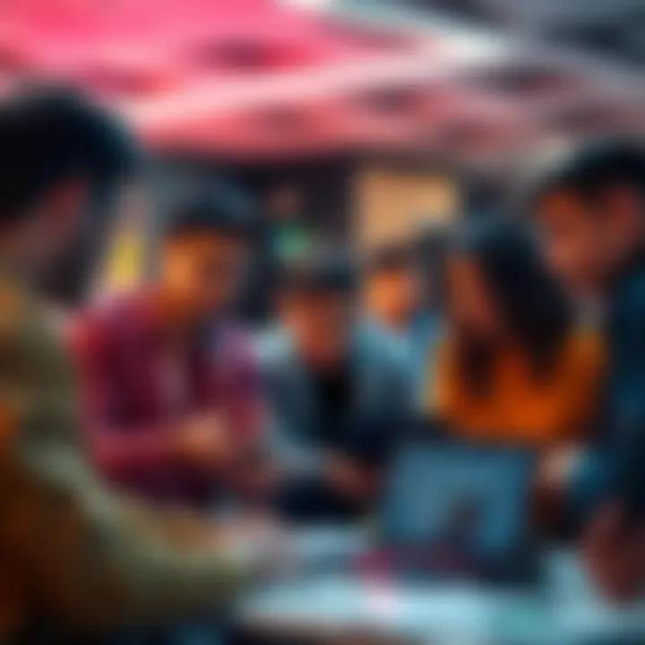 A group of developers discussing app development ideas for the Amazon HackOn project
