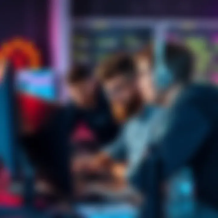 A group of developers collaborating at a computer, discussing non-WordPress CMS deployment options.