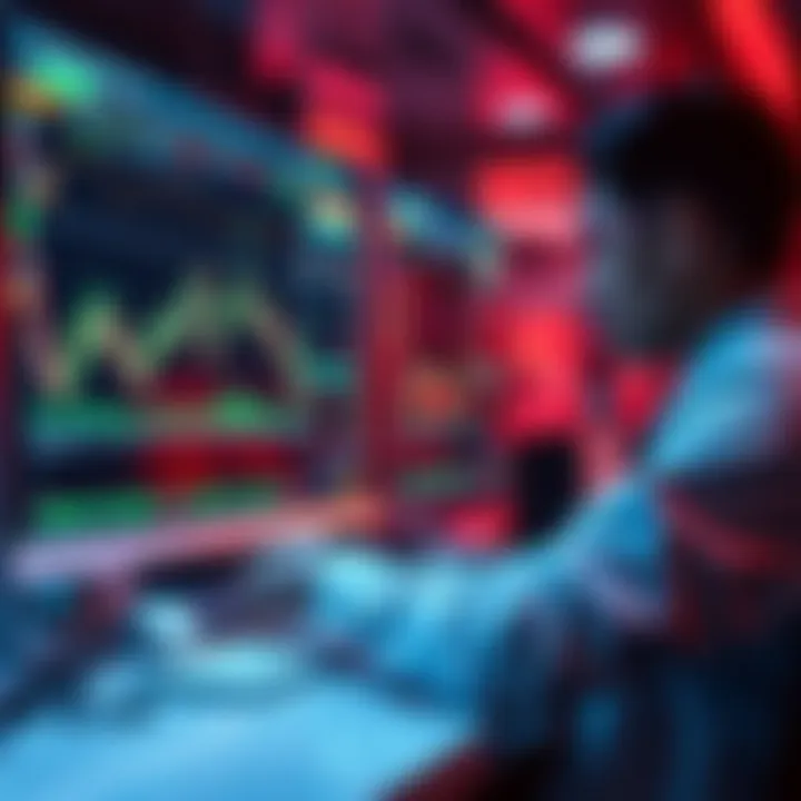 A person trading cryptocurrency on a decentralized exchange, analyzing charts and data on a computer screen