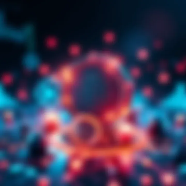 A visual representation of DGB showcasing its decentralized nature with interconnected nodes and charts. Symbols of independence and finance are included, highlighting its impact on future projects.