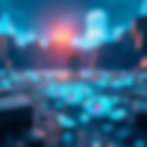 A player gathers diamonds in a digital setting, showcasing bright blue and white gems on the ground, surrounded by blocky terrain.