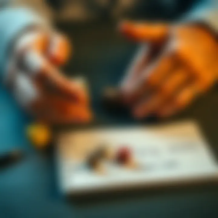 Hands rolling dice next to a notebook with a 24-word seed phrase for a crypto wallet