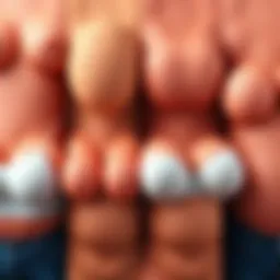 A comparison of various breast shapes and sizes showing some perky and some sagging breasts, highlighting diversity in body types.