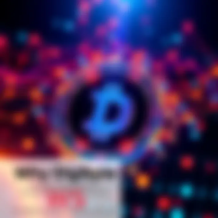 A visual representation of Digibyte, featuring its logo and symbols of security and decentralization, surrounded by a digital network background.