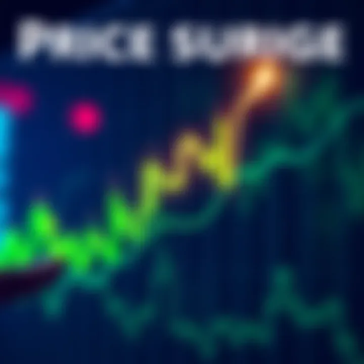 DigiByte Price Surge A chart showing an upward trend in DigiByte prices with green candlesticks, indicating strong buying support and potential growth.