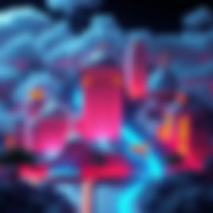 A digital landscape representation depicting struggles in virtual real estate investment