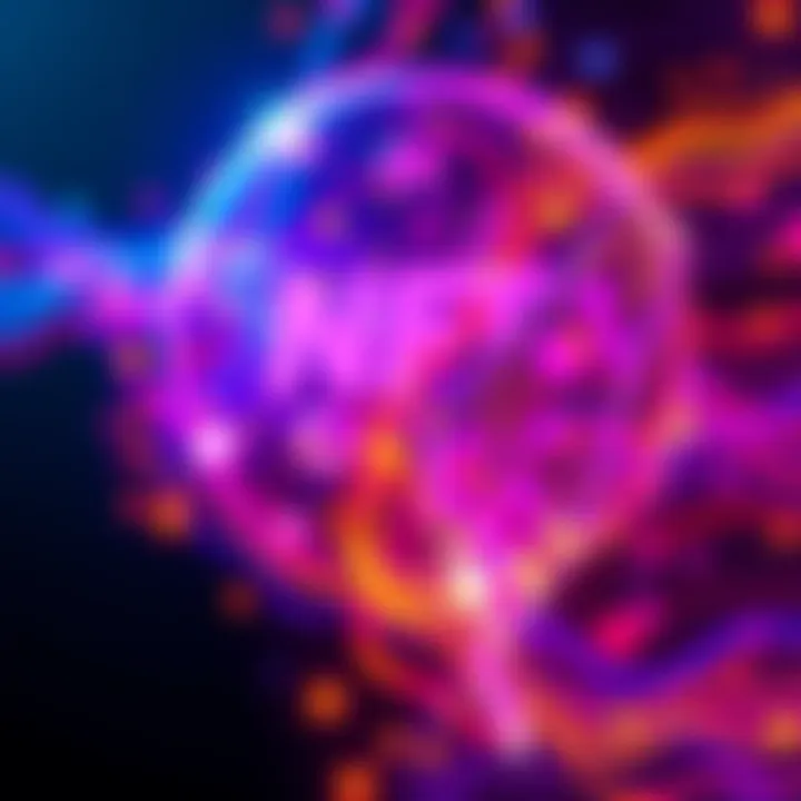 An abstract piece of digital art symbolizing NFTs with bright colors and unique designs.