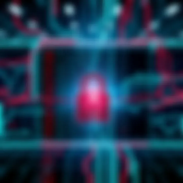 Digital Security Breach Concept Visual representation of a digital lock being breached with unauthorized transactions appearing on a screen