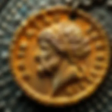 Close-up of 302 AD aureus featuring the head of Jupiter, symbolizing imperial power